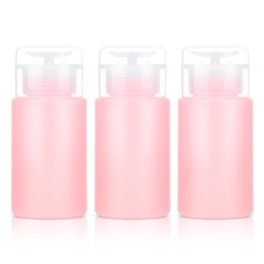 Corconess 3er-Pack Aceton-Pumpenspender, auslaufsicherer Nagellackentferner-Pumpenspender, 4OZ/120 ml leere rosa Reiseflasche für Aceton, Alkohol, Make-up-Entferner, Mizellenwasser, Toner