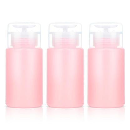 Corconess 3er-Pack Aceton-Pumpenspender, auslaufsicherer Nagellackentferner-Pumpenspender, 4OZ/120 ml leere rosa Reiseflasche für Aceton, Alkohol, Make-up-Entferner, Mizellenwasser, Toner