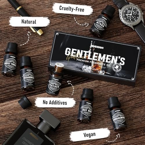 ARVIDSSON Männliche ätherische Öle – Maskuline Duftöle für Diffuser: Sandelholz, Zedernholz, Leder, Süßer Tabak, Bay Rum, Myrrhe – Geschenk für Männer