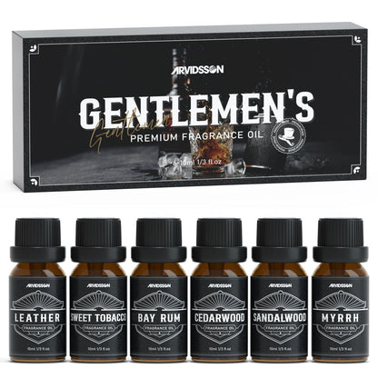 ARVIDSSON Männliche ätherische Öle – Maskuline Duftöle für Diffuser: Sandelholz, Zedernholz, Leder, Süßer Tabak, Bay Rum, Myrrhe – Geschenk für Männer