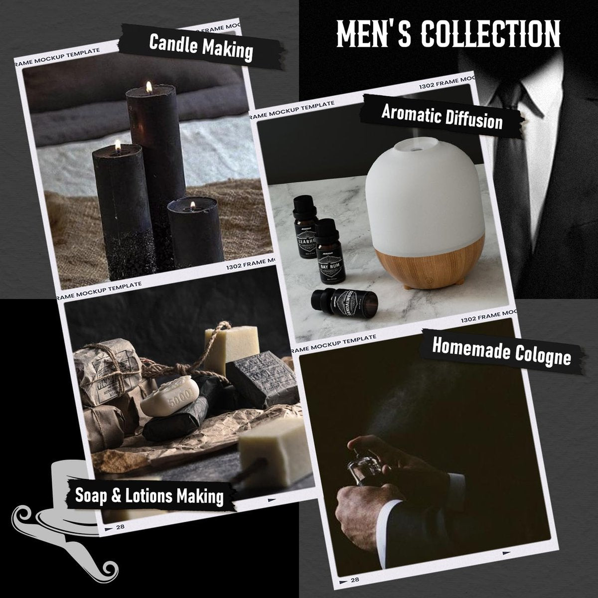 ARVIDSSON Männliche ätherische Öle – Maskuline Duftöle für Diffuser: Sandelholz, Zedernholz, Leder, Süßer Tabak, Bay Rum, Myrrhe – Geschenk für Männer