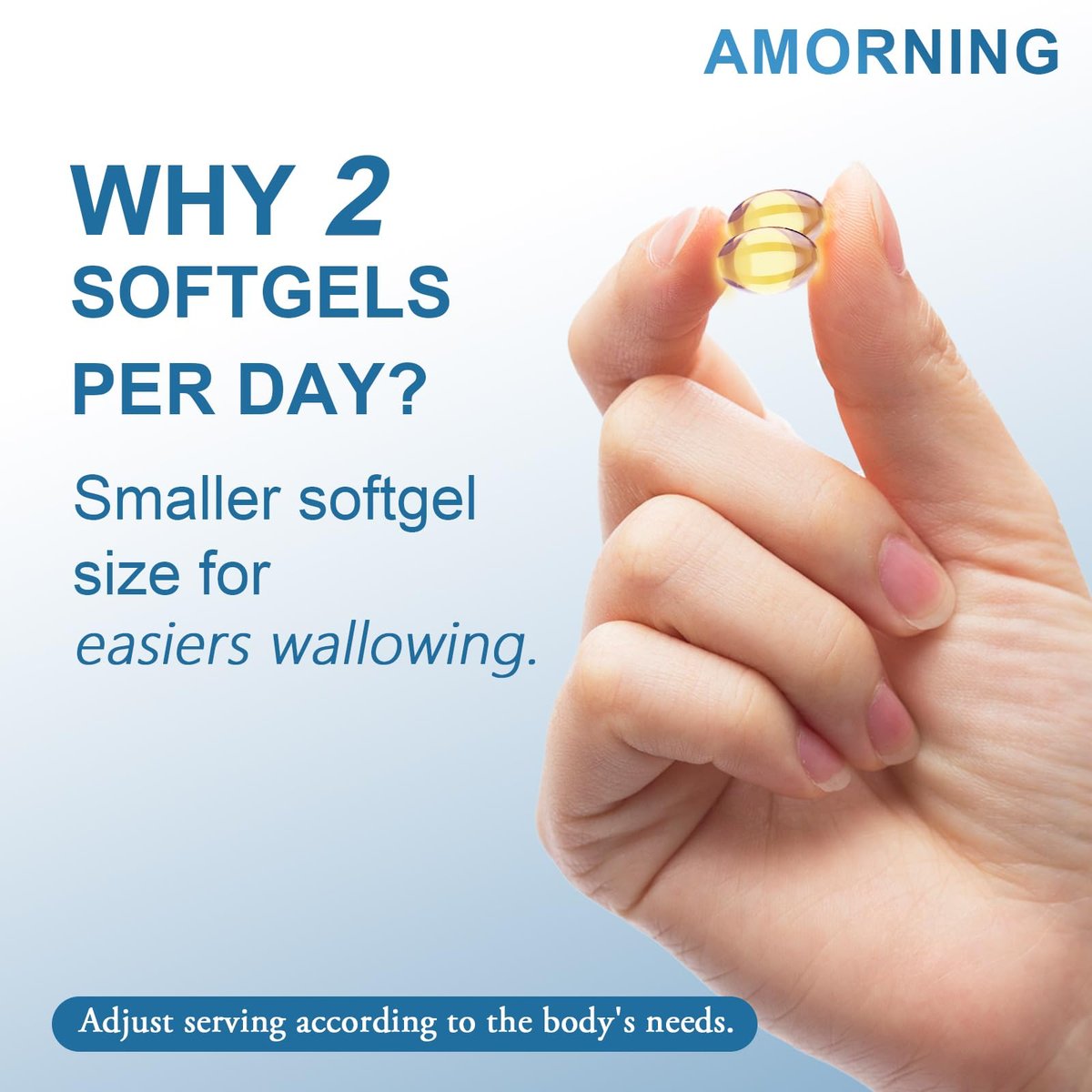 AMORNING Fischöl Omega-3-Fettsäuren Supplement kleine Softgels - 180 Stück, 1440 mg für gesundes Herz, Gehirn, Augen, hoher EPA DHA Gehalt, leicht zu schlucken