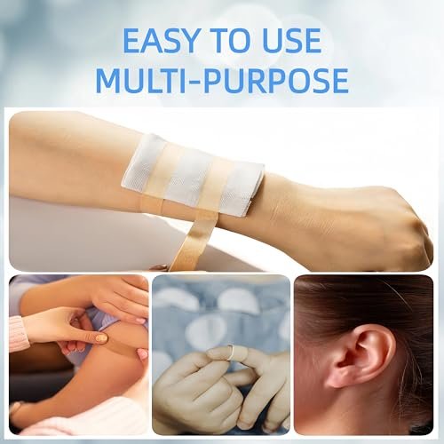 NBLEISHI Hypoallergenes Weiches Papier-Medizinisches Tape, 1,27 cm x 10 Yards (6 Rollen), Selbstklebendes Chirurgisches Tape in Hautfarbe, Atmungsaktiv und Medizinische Qualität, Ideal für Empfindliche Haut, Wundversorgung, Einzeln Verpackt