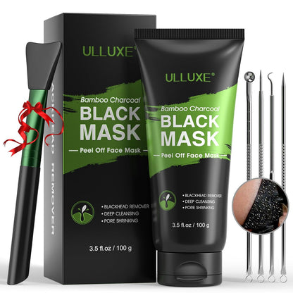 ulluxe Blackhead Entferner Masken Set, Aktivkohle Peel-Off Gesichtsmaske für Tiefenreinigung der Poren, Mitesser, Schmutz, Akne, überschüssiges Öl & Mitesser auf Gesicht & Nase, Schwarze Peel-Off Gesichtsmaske für alle Hauttypen (103,5 ml)