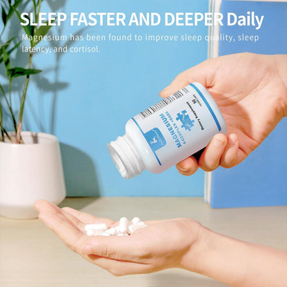 JulyDeer Sechsfacher Magnesiumkomplex | 350 mg Magnesiumglycinat, Malat, Citrat, Taurin, Oxid, Mg+ für Muskeln, Nerven & Energie, GABA Schlafunterstützung | Hohe Absorption | Vegan | 90 Kapseln
