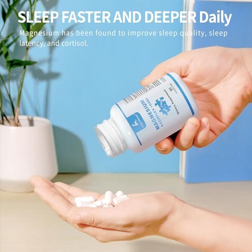JulyDeer Sechsfacher Magnesiumkomplex | 350 mg Magnesiumglycinat, Malat, Citrat, Taurin, Oxid, Mg+ für Muskeln, Nerven & Energie, GABA Schlafunterstützung | Hohe Absorption | Vegan | 90 Kapseln