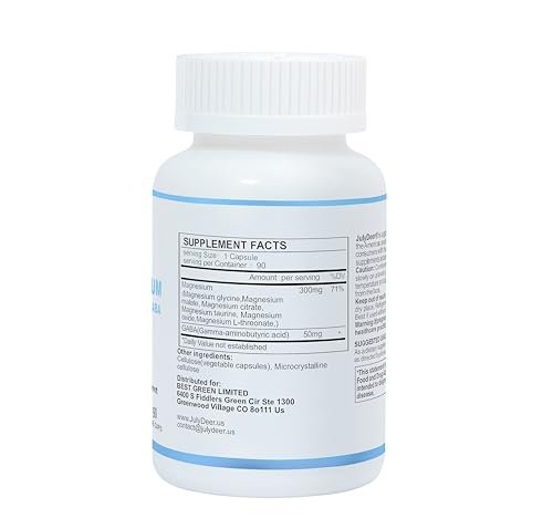 JulyDeer Sechsfacher Magnesiumkomplex | 350 mg Magnesiumglycinat, Malat, Citrat, Taurin, Oxid, Mg+ für Muskeln, Nerven & Energie, GABA Schlafunterstützung | Hohe Absorption | Vegan | 90 Kapseln