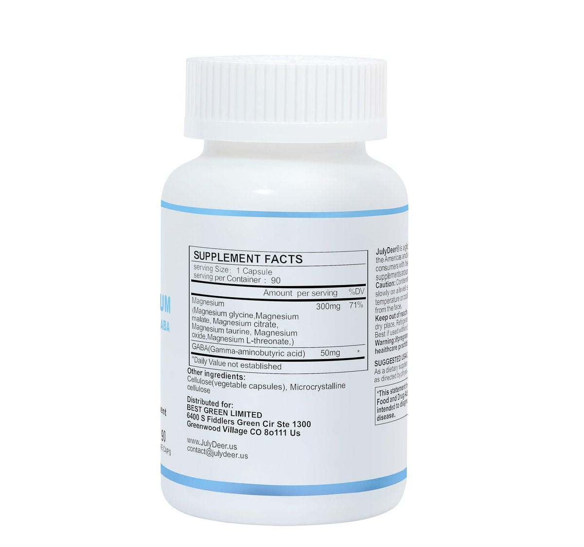 JulyDeer Sechsfacher Magnesiumkomplex | 350 mg Magnesiumglycinat, Malat, Citrat, Taurin, Oxid, Mg+ für Muskeln, Nerven & Energie, GABA Schlafunterstützung | Hohe Absorption | Vegan | 90 Kapseln
