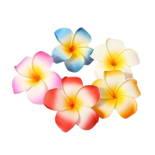 10-teiliges mehrfarbiges Hawaii-Plumeria-Blumen-Haarspangen-Set – Künstliche tropische Haarspangen für Strandpartys, Hochzeiten und Sommerfeste (7 cm)