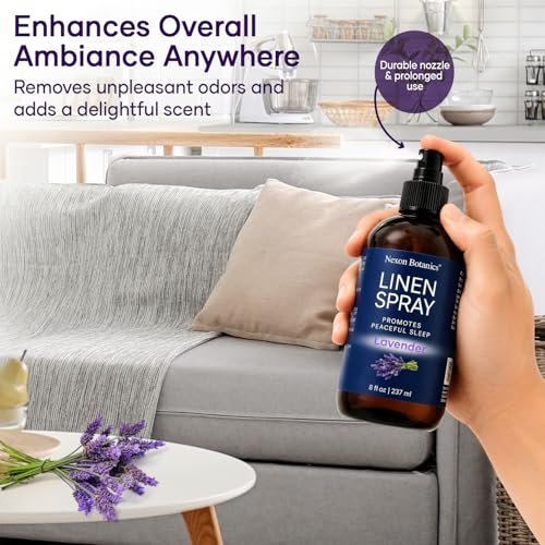 Lavendel Leinenspray 240 ml – Erfrischender Stofferfrischer & Kissen Spray für Bettwäsche, Bettlaken & Raum – Beruhigender Raumnebel – Nexon Botanics