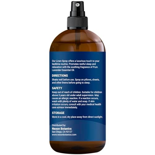 Lavendel Leinenspray 240 ml – Erfrischender Stofferfrischer & Kissen Spray für Bettwäsche, Bettlaken & Raum – Beruhigender Raumnebel – Nexon Botanics