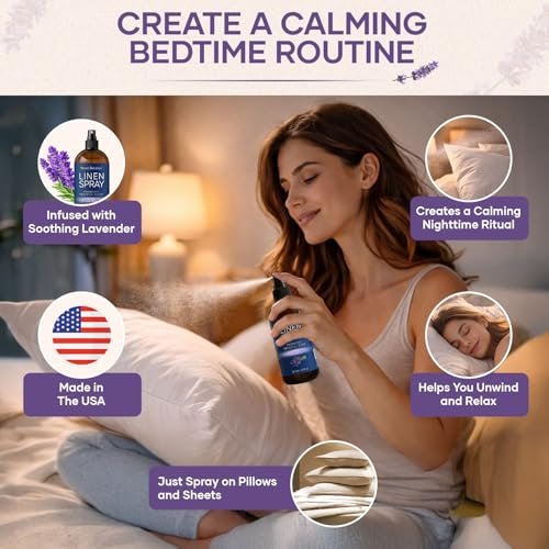 Lavendel Leinenspray 240 ml – Erfrischender Stofferfrischer & Kissen Spray für Bettwäsche, Bettlaken & Raum – Beruhigender Raumnebel – Nexon Botanics