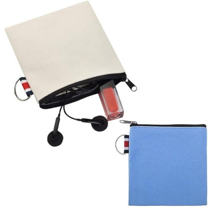 DraCra 3er-Pack kleine Canvas-Reißverschlusstasche mit Aufhängeriemen, quadratische Tragetasche, Reiseaufbewahrungs-Organizer, Mini-Kulturbeutel für Make-up, Lippenstift, Kosmetik, Münzen, Kopfhörer, Ladekabel