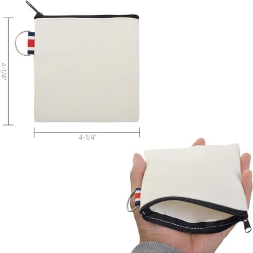 DraCra 3er-Pack kleine Canvas-Reißverschlusstasche mit Aufhängeriemen, quadratische Tragetasche, Reiseaufbewahrungs-Organizer, Mini-Kulturbeutel für Make-up, Lippenstift, Kosmetik, Münzen, Kopfhörer, Ladekabel