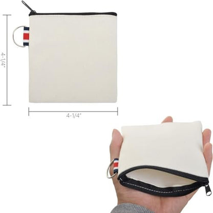 DraCra 3er-Pack kleine Canvas-Reißverschlusstasche mit Aufhängeriemen, quadratische Tragetasche, Reiseaufbewahrungs-Organizer, Mini-Kulturbeutel für Make-up, Lippenstift, Kosmetik, Münzen, Kopfhörer, Ladekabel