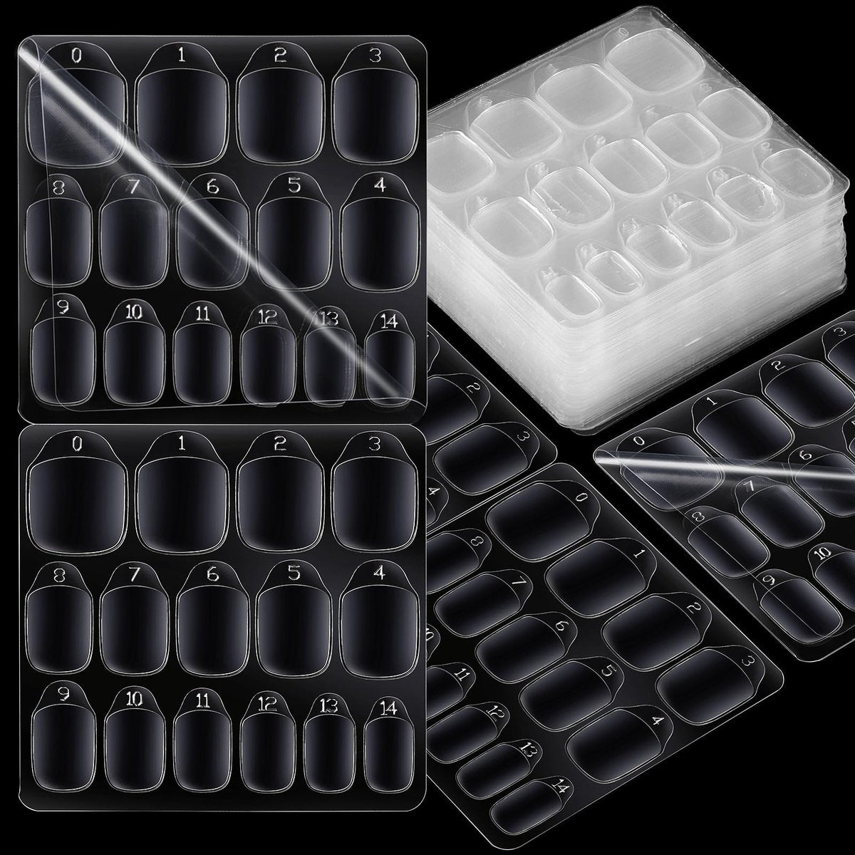 Teenitor 600-teilige Press-on-Nagelklebestreifen, 15 Größen, Nagelaufkleber für Press-on-Nägel, klare/gelbe Klebesticks