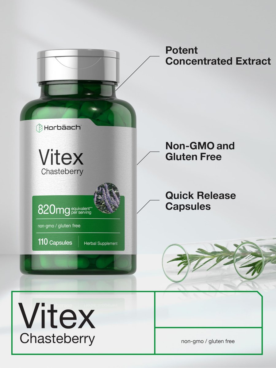 Horbäach Vitex-Beere | 110 Kapseln | Mönchspfeffer für Frauen | Agnus-Castus-Frucht | Non-GMO, Glutenfrei