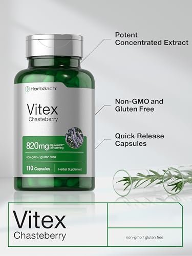 Horbäach Vitex-Beere | 110 Kapseln | Mönchspfeffer für Frauen | Agnus-Castus-Frucht | Non-GMO, Glutenfrei