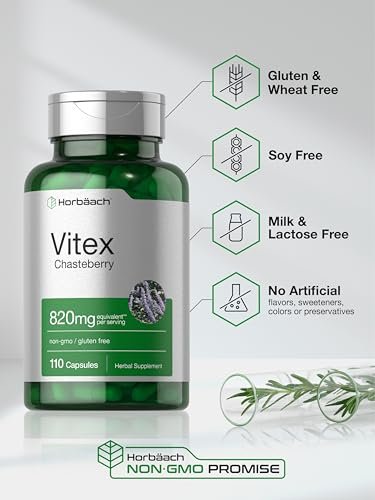 Horbäach Vitex-Beere | 110 Kapseln | Mönchspfeffer für Frauen | Agnus-Castus-Frucht | Non-GMO, Glutenfrei