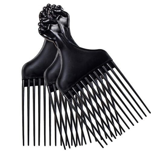 Soft 'N Style Plastik-Haarpickelkämme für Damen und Herren – 3er-Pack schwarze Entwirrungskämme für Afro-, Lockenhaare, Flechten und Styling