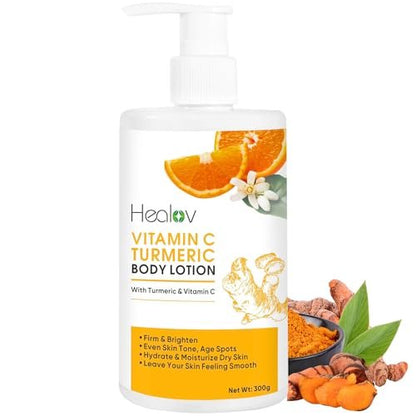 Healov Kurkuma Lotion gegen dunkle Flecken – Natürliche Hautaufhellende Körperlotion – Kurkuma Gesichtscreme zur Reinigung der Haut, Bekämpfung von Akne, gleichmäßiger Teint, Narben und Sonnenschäden – Dunkle Flecken Creme bei Hyperpigmentierung