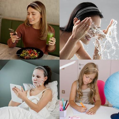 BENOSPACE Mehrschichtige Metall-Stirnbänder für Damen – 4er-Pack Modische Dünne Elastische Metall-Stirnbänder Elegante Haarschmuck Haar-Accessoires Draht-Stirnband Braut-Stirnband Hochzeits-Haarband