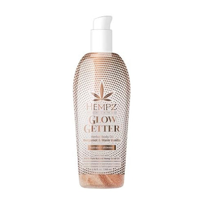 Hempz Glow Getter Hydrating Body Oil mit Schimmer 6.76 oz – Feuchtigkeitsspendendes Körperöl für strahlende Haut