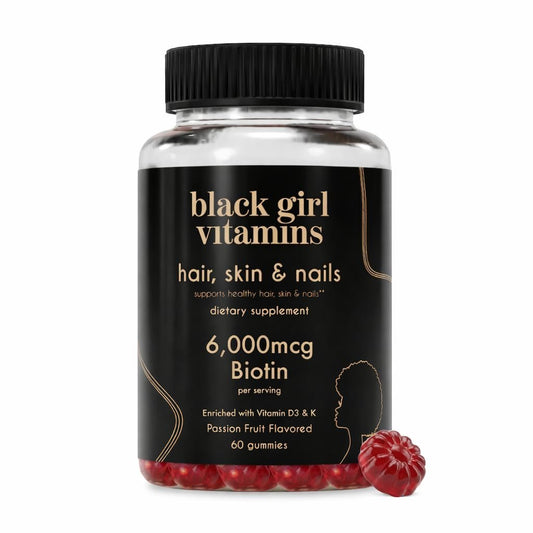 Black Girl Vitamins - Haar-, Haut- und Nagelgummis mit Biotin (6000 mcg), Zink, Gelatinefrei, Vitamin A und Vitamin E - Glutenfrei. Hergestellt in den USA (Passionsfrucht, 60 Stück) 30-Tage-Vorrat