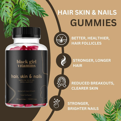 Black Girl Vitamins - Haar-, Haut- und Nagelgummis mit Biotin (6000 mcg), Zink, Gelatinefrei, Vitamin A und Vitamin E - Glutenfrei. Hergestellt in den USA (Passionsfrucht, 60 Stück) 30-Tage-Vorrat