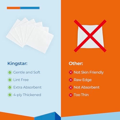 Kingstar Sterile Nonwoven Wundauflagen 10x10 cm, 120 Packungen - 240 Stück, weiche und saugfähige Kompressen für Wundversorgung und postoperative Pflege
