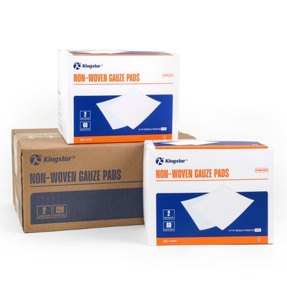 Kingstar Sterile Nonwoven Wundauflagen 10x10 cm, 120 Packungen - 240 Stück, weiche und saugfähige Kompressen für Wundversorgung und postoperative Pflege