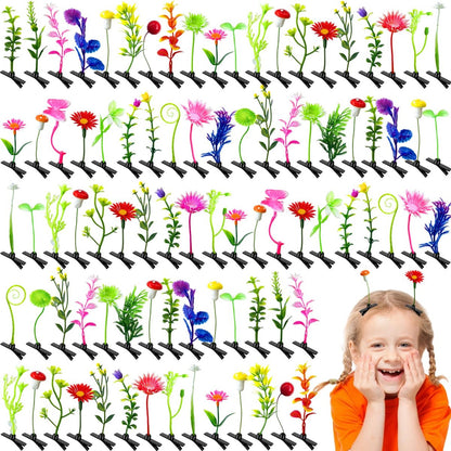 Baaxxango 120-teilige Sprossen-Haarspangen – Lustige Pflanzen-Haarnadeln, gemischte Blumen, Schmetterlinge, Pilze, Gras – Haaraccessoires für Frauen, Mädchen, Kinder, Party