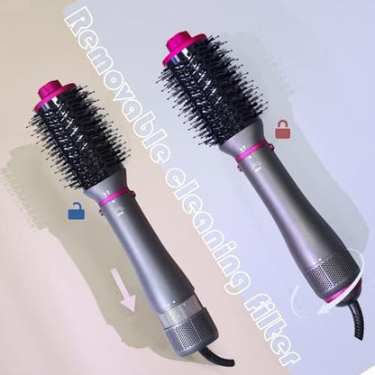 SPPZCUR 4-in-1 Haarbürsten-Föhn, Hot Air Brush mit Diffusor und Kammaufsatz, Negativ-Ionen-Technologie, abnehmbarer Haartrockner für Frauen, Salon und Zuhause, Grau