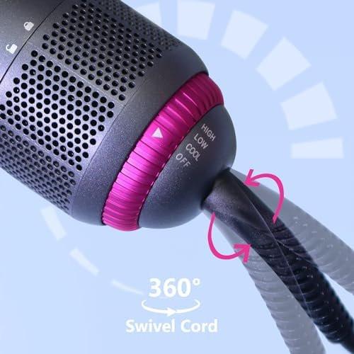 SPPZCUR 4-in-1 Haarbürsten-Föhn, Hot Air Brush mit Diffusor und Kammaufsatz, Negativ-Ionen-Technologie, abnehmbarer Haartrockner für Frauen, Salon und Zuhause, Grau