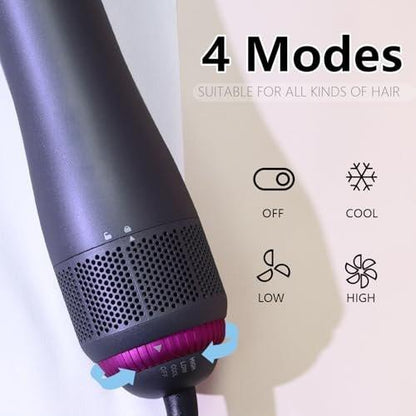 SPPZCUR 4-in-1 Haarbürsten-Föhn, Hot Air Brush mit Diffusor und Kammaufsatz, Negativ-Ionen-Technologie, abnehmbarer Haartrockner für Frauen, Salon und Zuhause, Grau