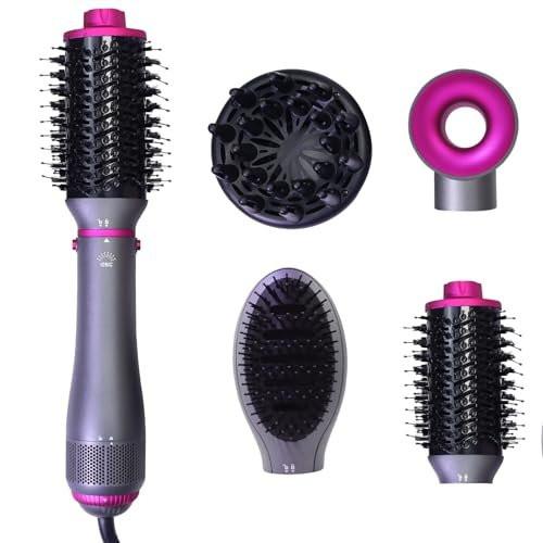 SPPZCUR 4-in-1 Haarbürsten-Föhn, Hot Air Brush mit Diffusor und Kammaufsatz, Negativ-Ionen-Technologie, abnehmbarer Haartrockner für Frauen, Salon und Zuhause, Grau