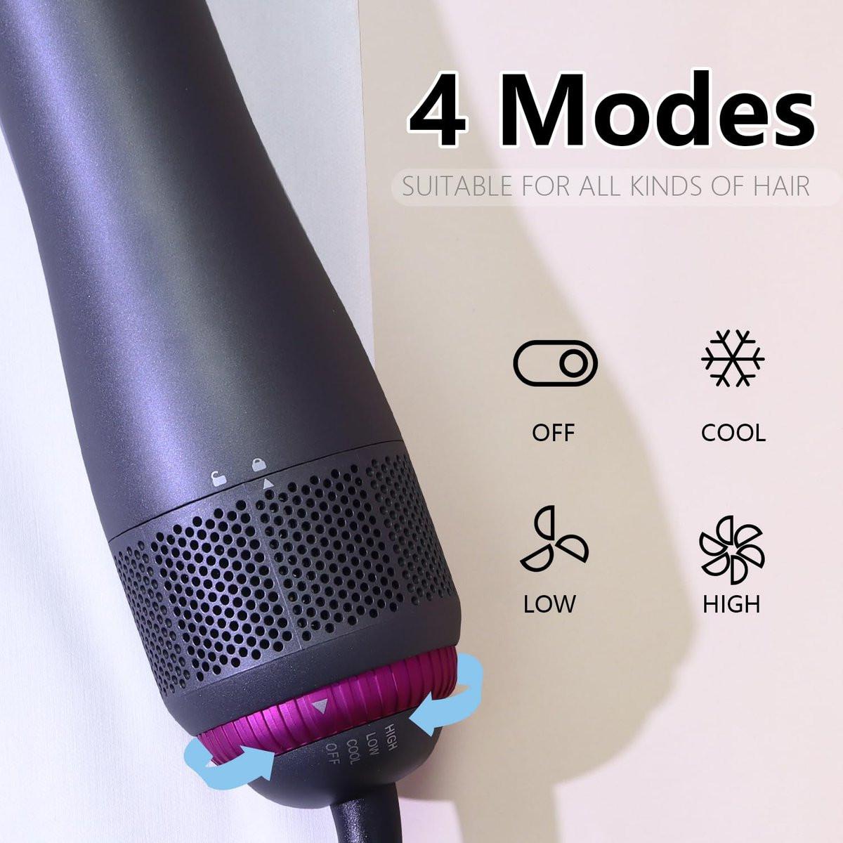 SPPZCUR 4-in-1 Haarbürsten-Föhn, Hot Air Brush mit Diffusor und Kammaufsatz, Negativ-Ionen-Technologie, abnehmbarer Haartrockner für Frauen, Salon und Zuhause, Grau