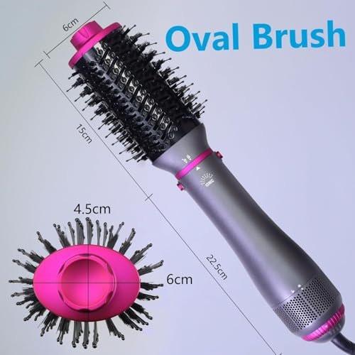 SPPZCUR 4-in-1 Haarbürsten-Föhn, Hot Air Brush mit Diffusor und Kammaufsatz, Negativ-Ionen-Technologie, abnehmbarer Haartrockner für Frauen, Salon und Zuhause, Grau