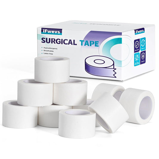 iFwevs Medizinisches Papierpflaster 10 Rollen - 1" x 10 Yards Latexfrei & Hypoallergen, Weiches Papier-Chirurgiepflaster für Haut, Wundversorgung, Erste-Hilfe-Tape