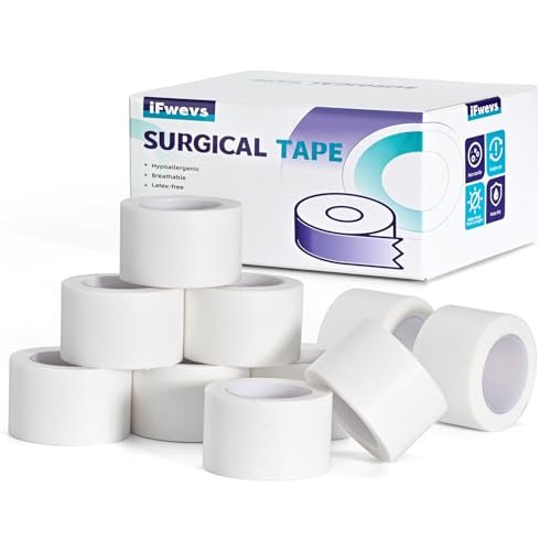 iFwevs Medizinisches Papierpflaster 10 Rollen - 1" x 10 Yards Latexfrei & Hypoallergen, Weiches Papier-Chirurgiepflaster für Haut, Wundversorgung, Erste-Hilfe-Tape
