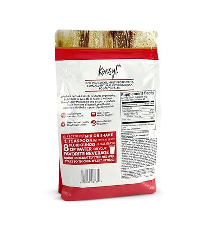 Konsyl Tägliches Psyllium-Faserpulver – 19 Unzen, 90 Portionen, natürliches ungesüßtes lösliches Ballaststoffpräparat – Psylliumschalen-Präbiotikum für Verdauungsunterstützung und Darmgesundheit – Zuckerfrei, Keto & Vegan