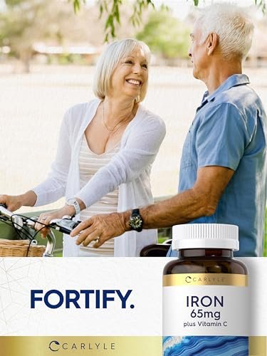 Carlyle Eisen 65 mg mit Vitamin C | 180 Tabletten | 300 mg Vitamin C | Vegetarisch, Nicht-GVO und Glutenfrei