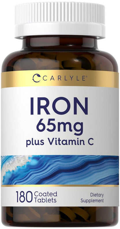 Carlyle Eisen 65 mg mit Vitamin C | 180 Tabletten | 300 mg Vitamin C | Vegetarisch, Nicht-GVO und Glutenfrei
