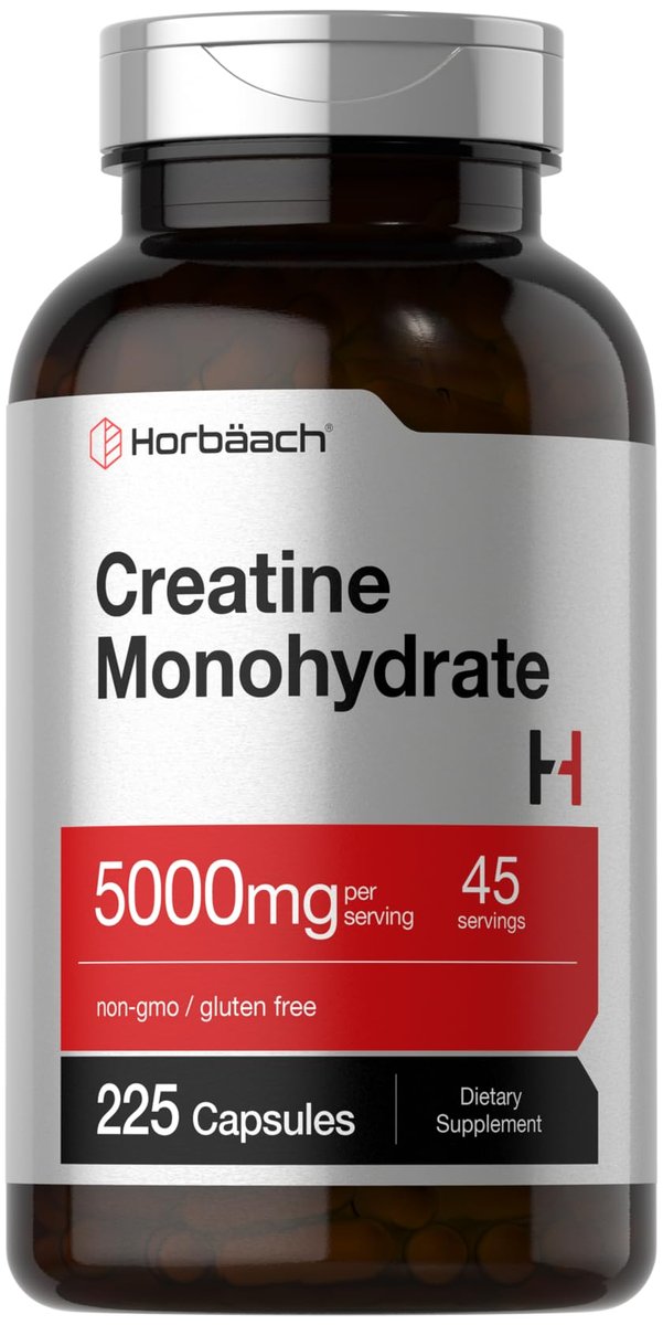 Horbäach Creatin Monohydrat | 5g | 225 Kapseln | Non-GMO, Glutenfrei