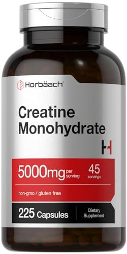 Horbäach Creatin Monohydrat | 5g | 225 Kapseln | Non-GMO, Glutenfrei