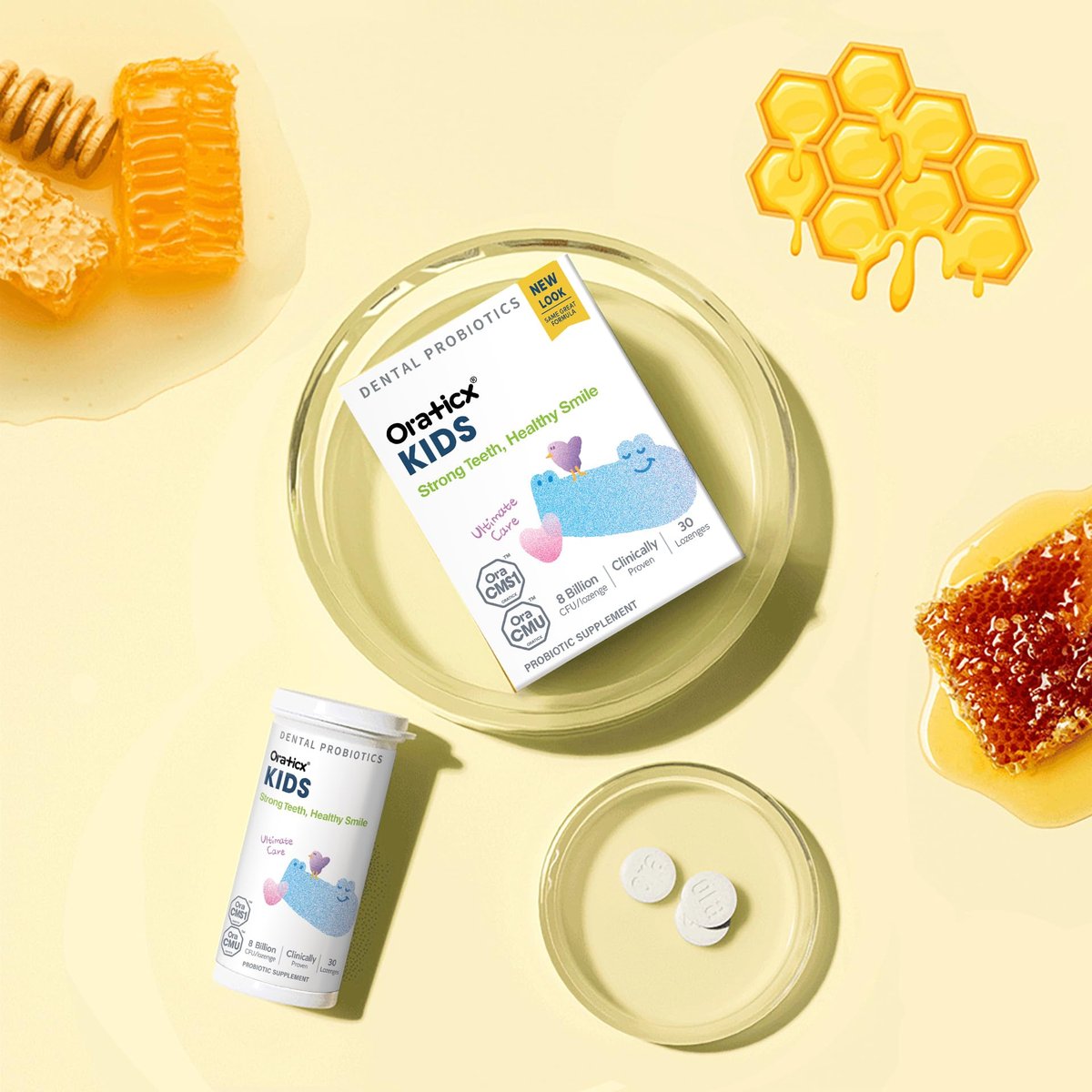 OraTicx Kinder Zahnprobiotika für starke Zähne und gesundes Lächeln - 8 Milliarden KBE probiotische Kulturen für die Mundgesundheit, Joghurtgeschmack (1er-Pack)