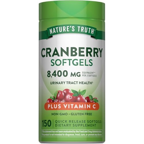 Nature's Truth Cranberry Kapseln mit Vitamin C | 150 Softgels | Unterstützung der Harnwegsgesundheit | Nicht-GVO & Glutenfrei