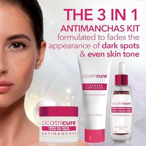 Cicatricure Antimanchas Hautpflege-Set: AHA & PHA Reinigungsgel, Aufhellendes Serum & Feuchtigkeitscreme – Reduziert dunkle Flecken, für strahlende Haut, ohne Parabene & Sulfate