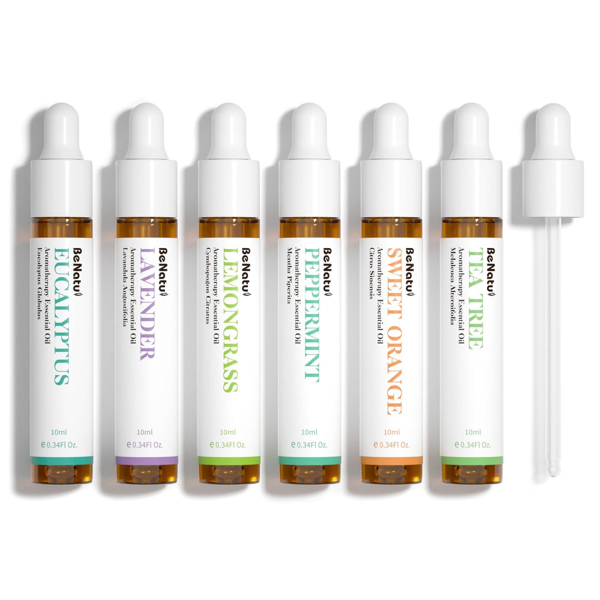 Ätherische Öle Set (Eukalyptus, Lavendel, Zitronengras, Pfefferminze, Teebaum, Orange) für Diffuser, topische Anwendung, Körper, natürlicher Raumduft, Geschenk für Frauen & Männer