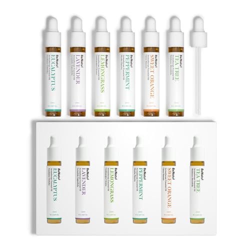 Ätherische Öle Set (Eukalyptus, Lavendel, Zitronengras, Pfefferminze, Teebaum, Orange) für Diffuser, topische Anwendung, Körper, natürlicher Raumduft, Geschenk für Frauen & Männer